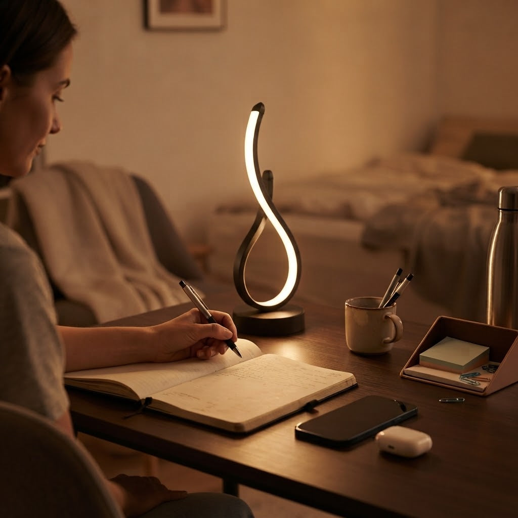 Lampe de bureau LED design torsadé moderne