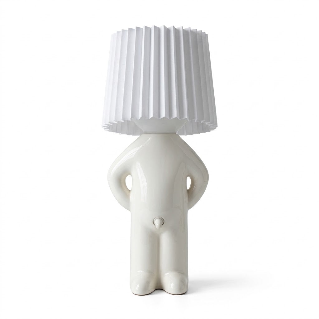 Lampe de bureau personnage avec abat-jour plissé