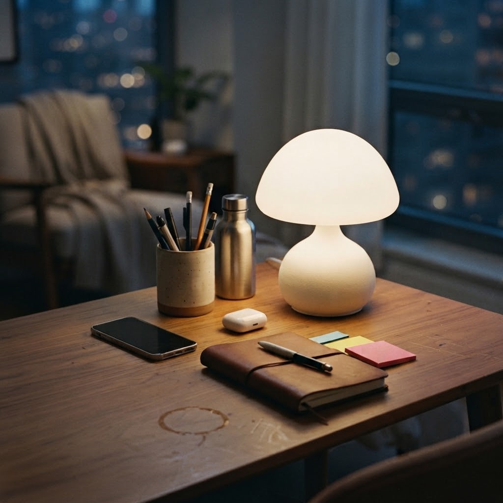 Lampe de bureau LED champignon à 3 couleurs