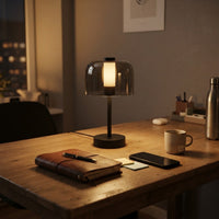 Lampe de bureau LED rechargeable avec abat-jour transparent