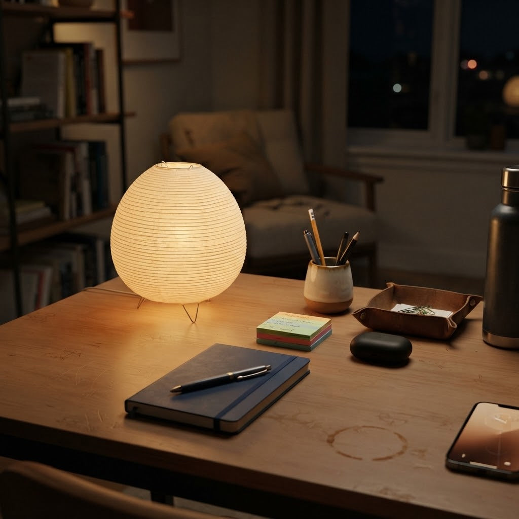 Lampe de bureau boule en papier style japonais