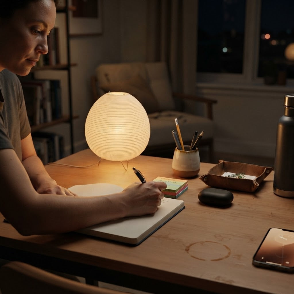 Lampe de bureau boule en papier style japonais
