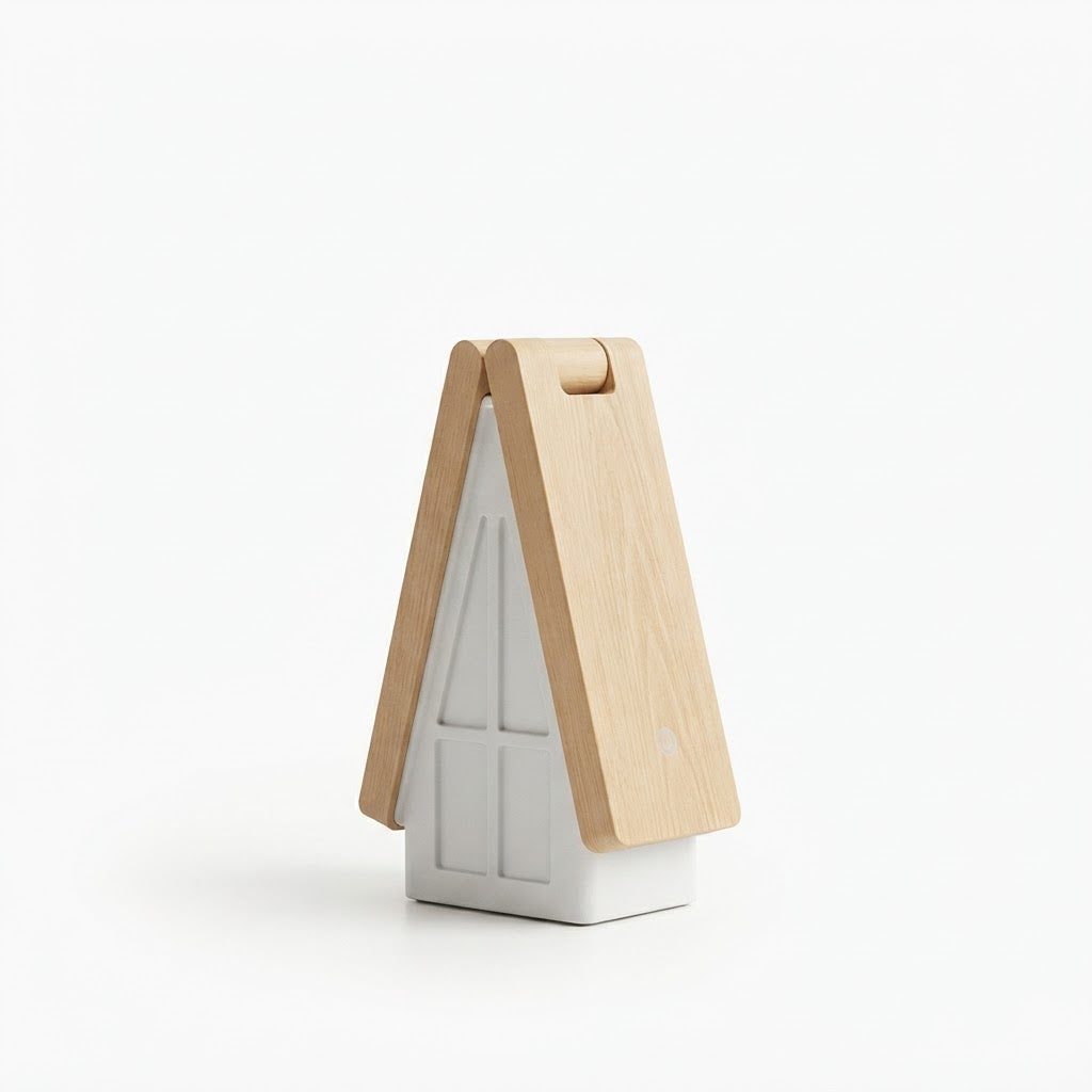 Lampe de bureau LED pliable en bois avec charge USB