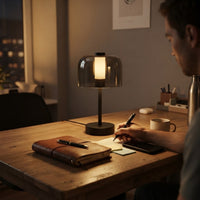 Lampe de bureau LED rechargeable avec abat-jour transparent