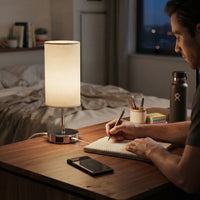 Lampe de bureau LED cylindrique avec chargeur USB