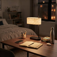 Lampe de bureau rétro avec abat-jour en tissu
