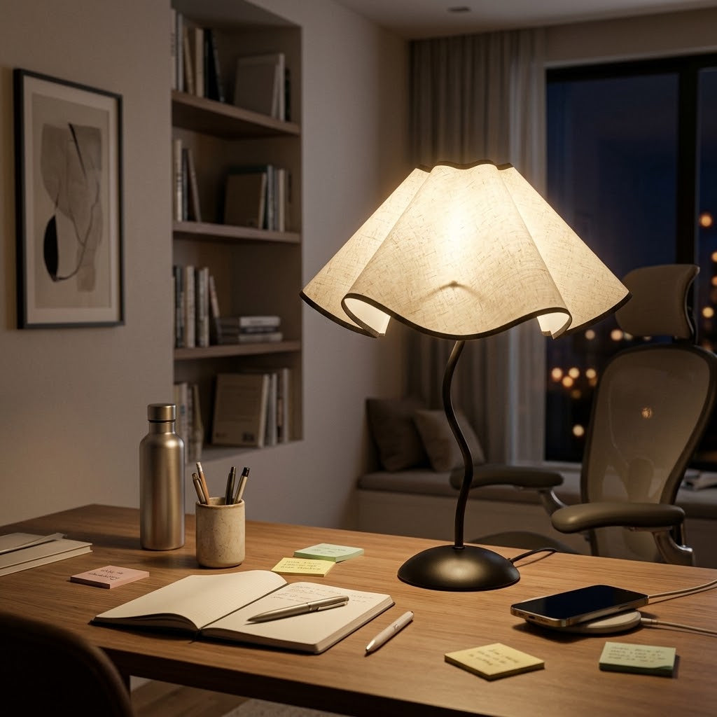 Lampe de bureau rétro avec abat-jour ondulé