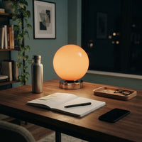 Lampe de bureau boule en verre à 3 couleurs