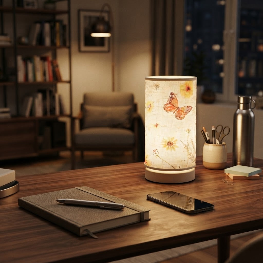 Lampe de bureau LED décorative à motifs floraux