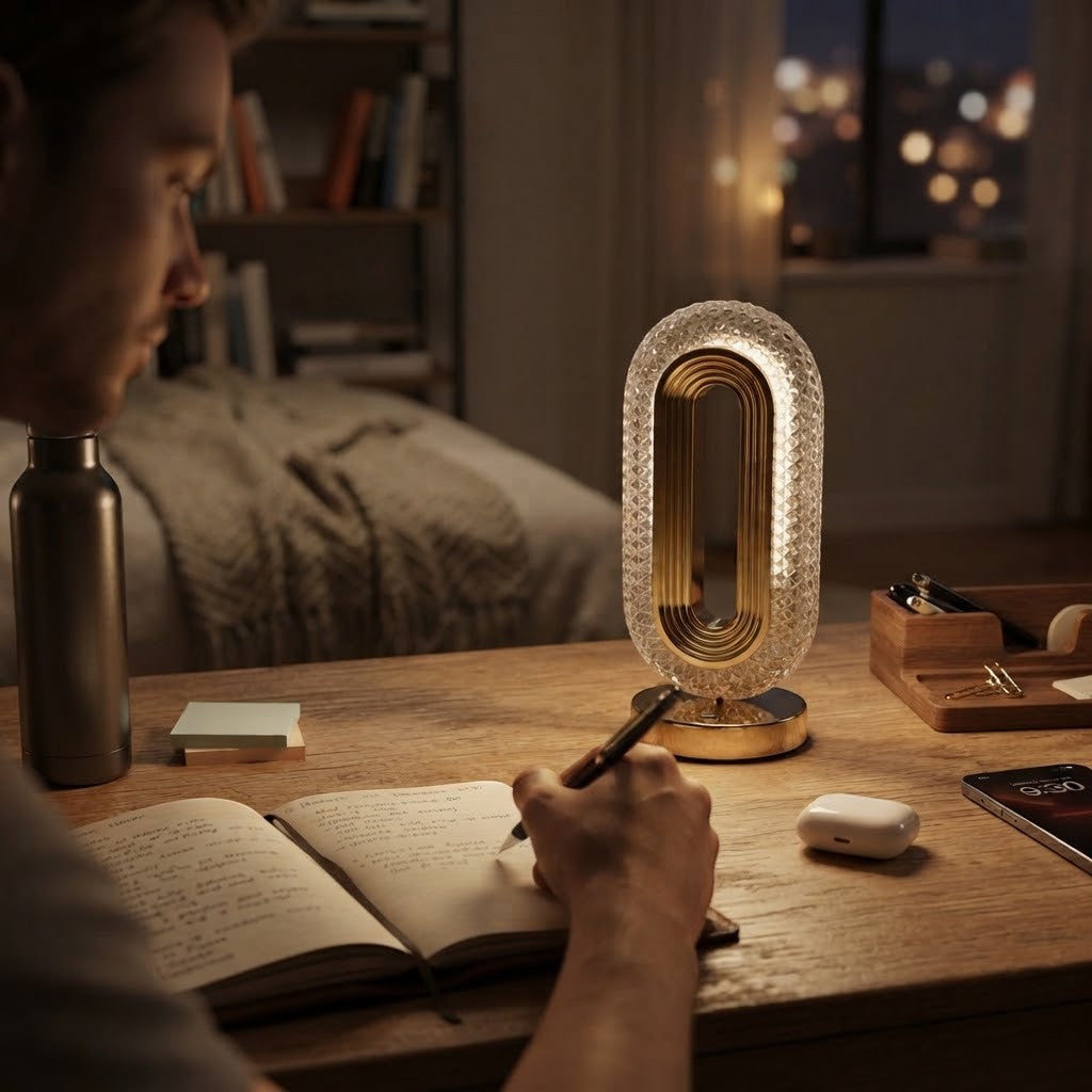 Lampe de bureau LED cristal rechargeable tactile