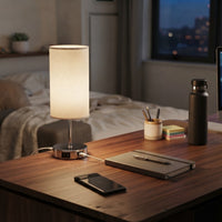 Lampe de bureau LED cylindrique avec chargeur USB