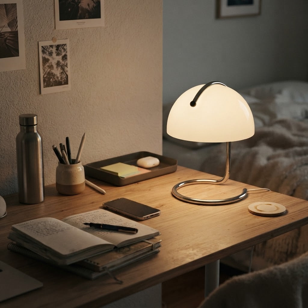 Lampe de bureau champignon en verre style Bauhaus