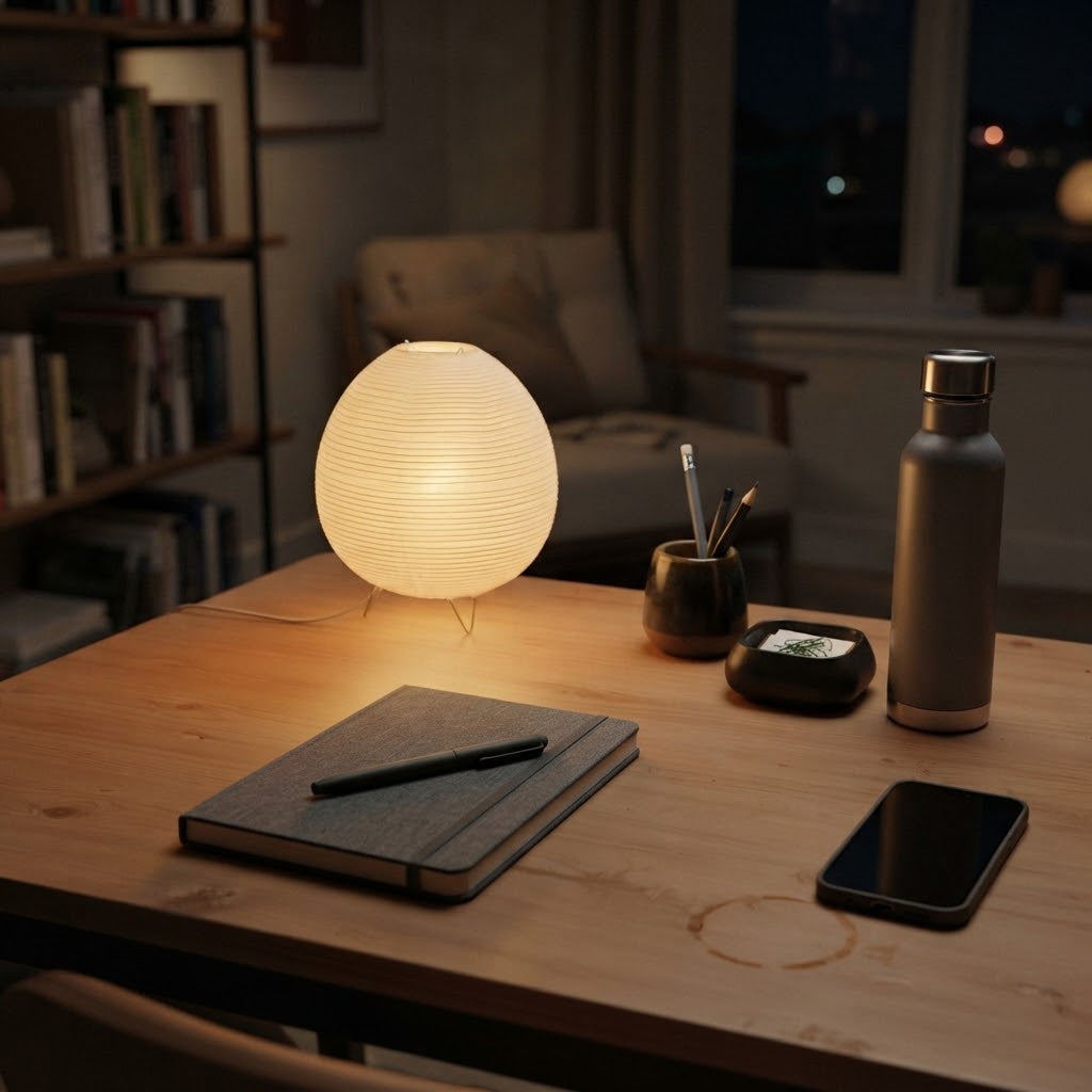 Lampe de bureau boule en papier style japonais