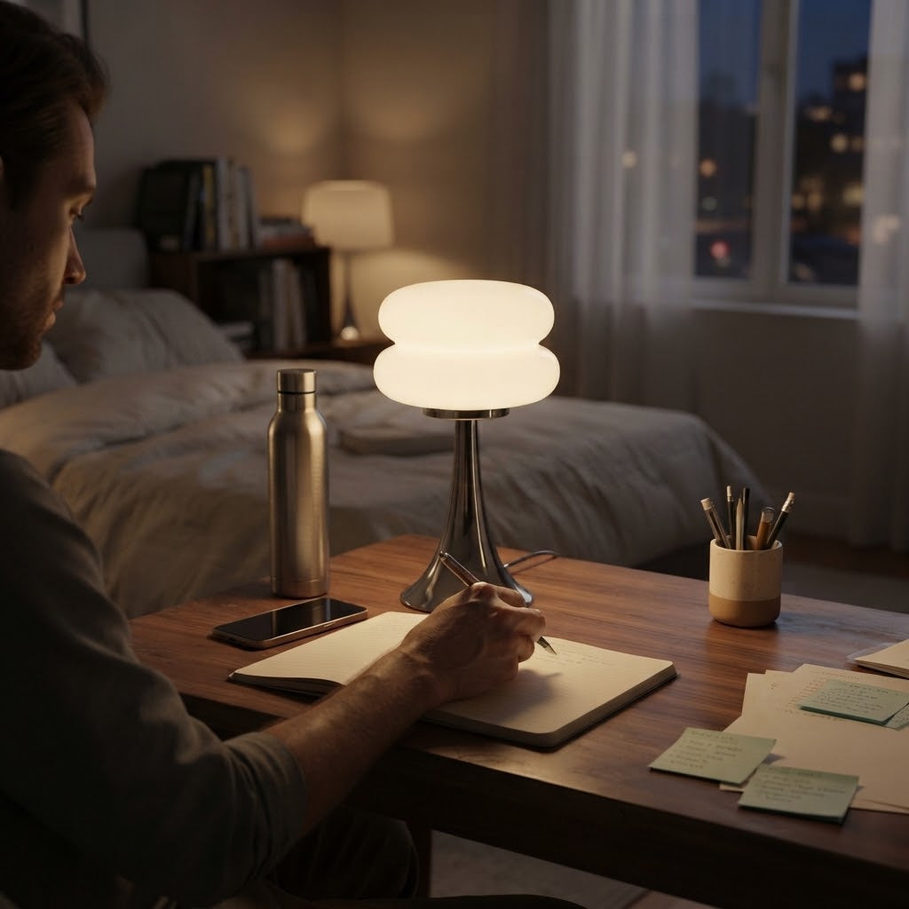 Lampe de bureau rétro à double anneau lumineux
