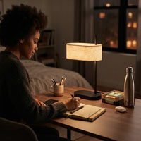 Lampe de bureau rétro avec abat-jour en tissu