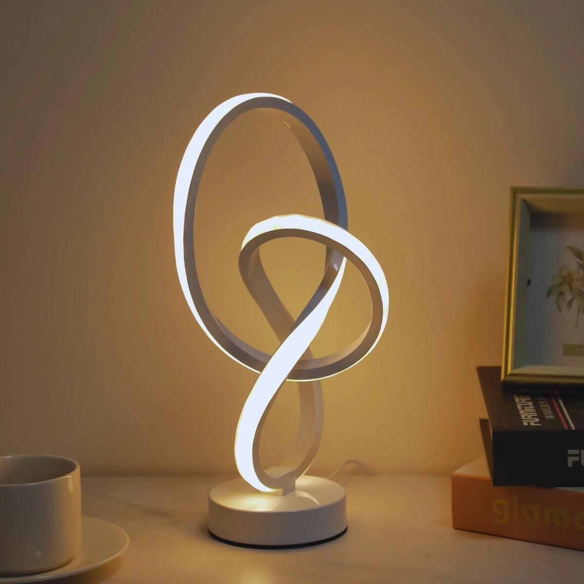 Lampe de bureau LED design double spirale