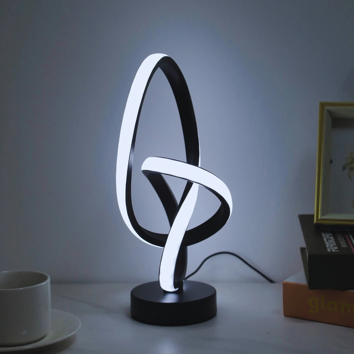 Lampe de bureau LED design double spirale