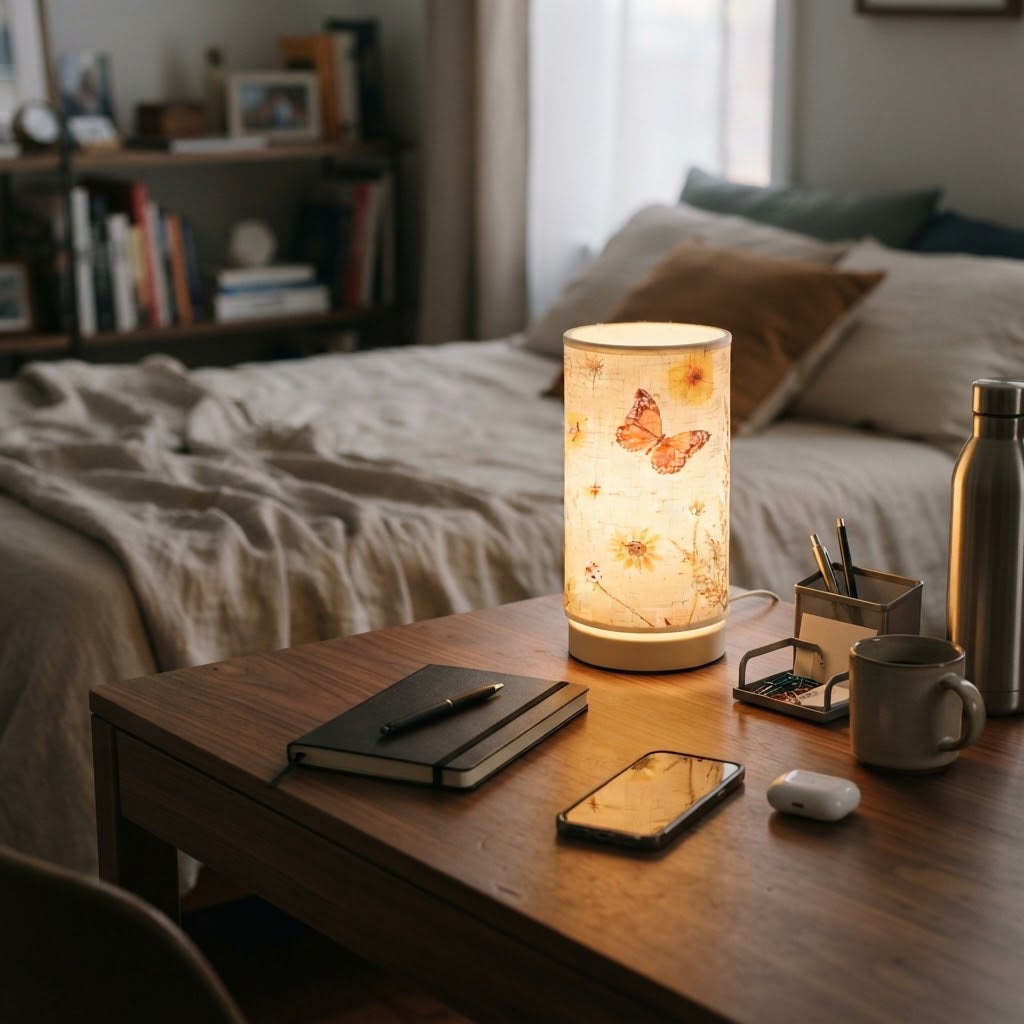 Lampe de bureau LED décorative à motifs floraux