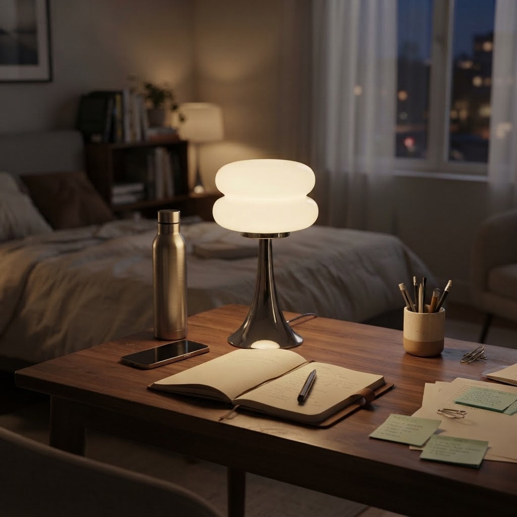 Lampe de bureau rétro à double anneau lumineux