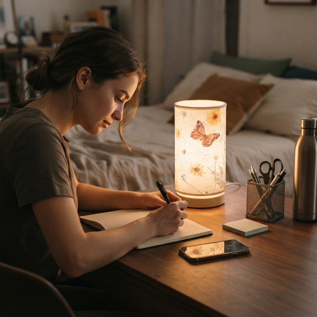 Lampe de bureau LED décorative à motifs floraux