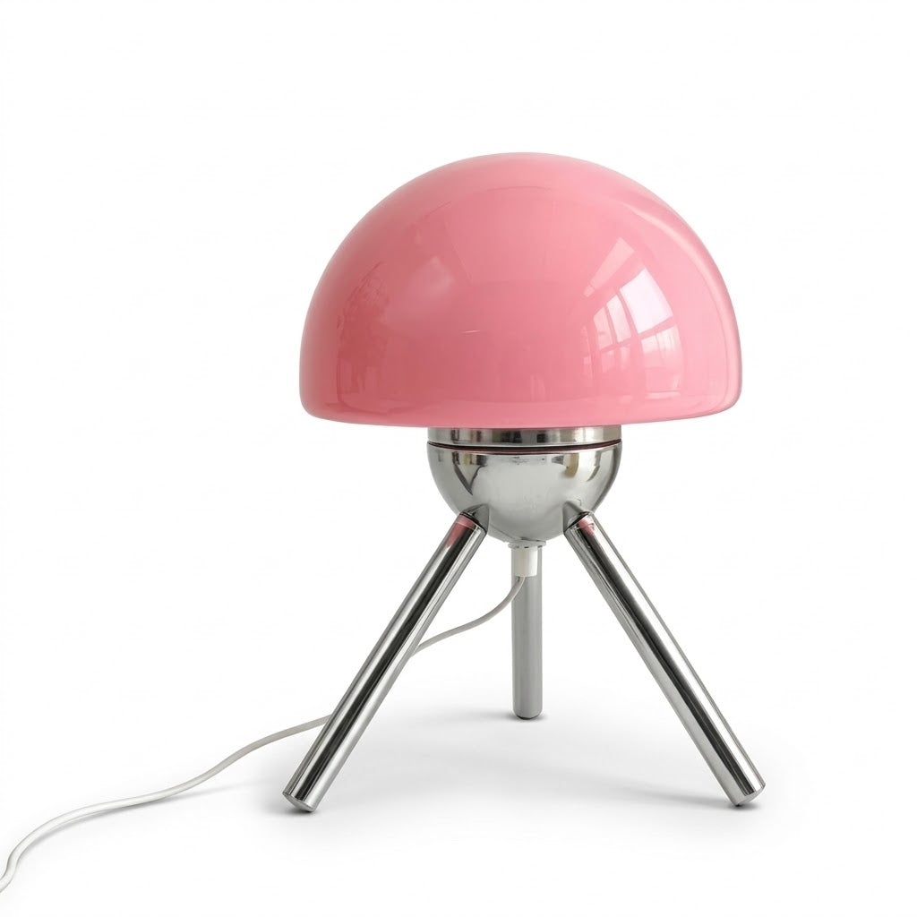 Lampe de bureau champignon sur trépied au style rétro