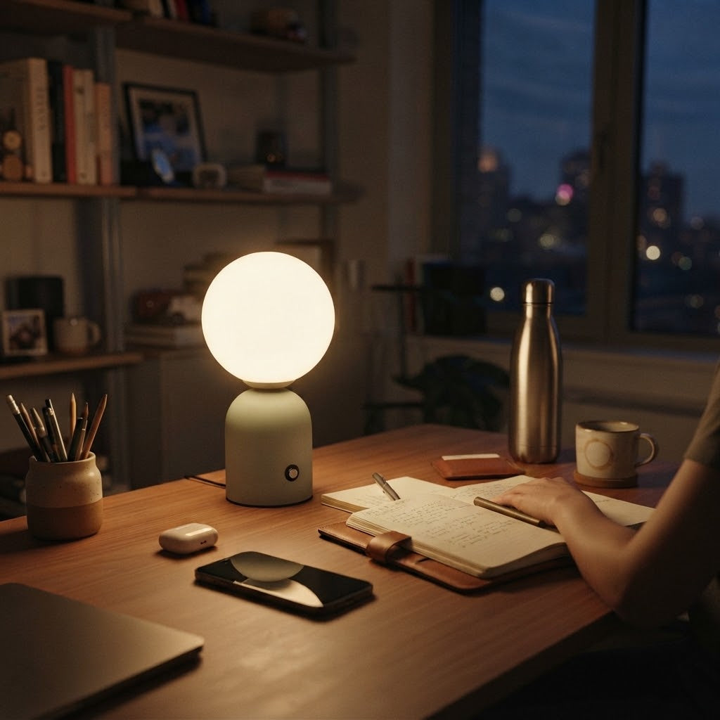 Lampe de bureau LED boule rechargeable tactile