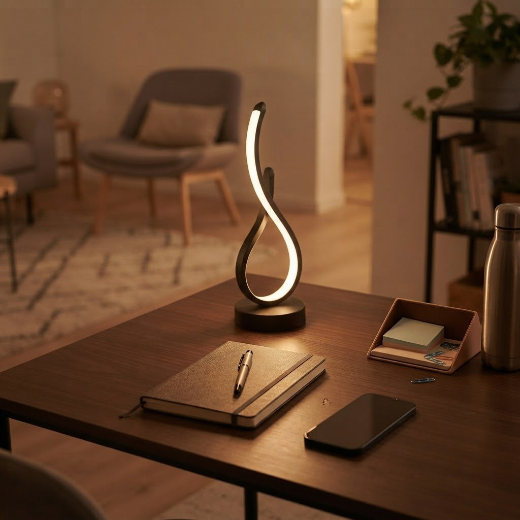 Lampe de bureau LED design torsadé moderne