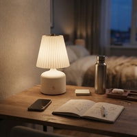 Lampe de bureau LED réglable avec abat-jour plissé