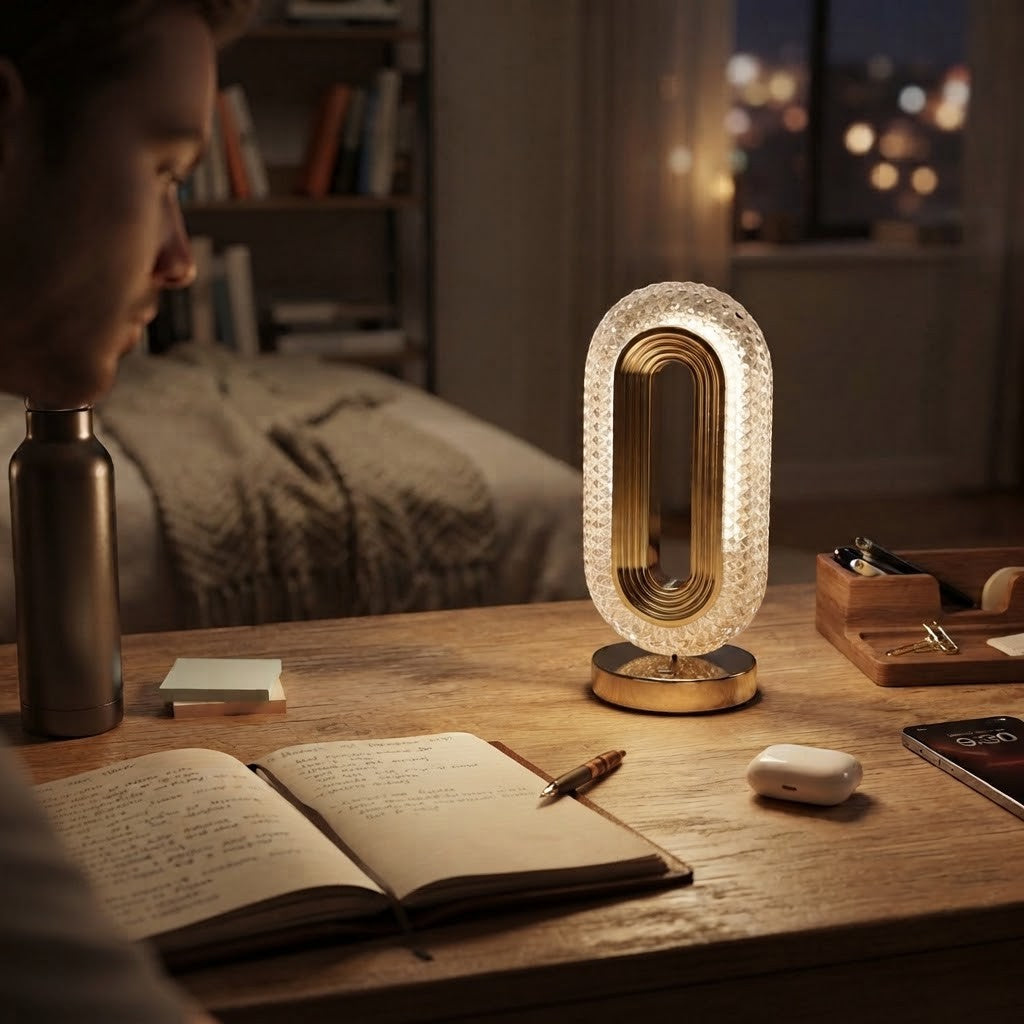 Lampe de bureau LED cristal rechargeable tactile