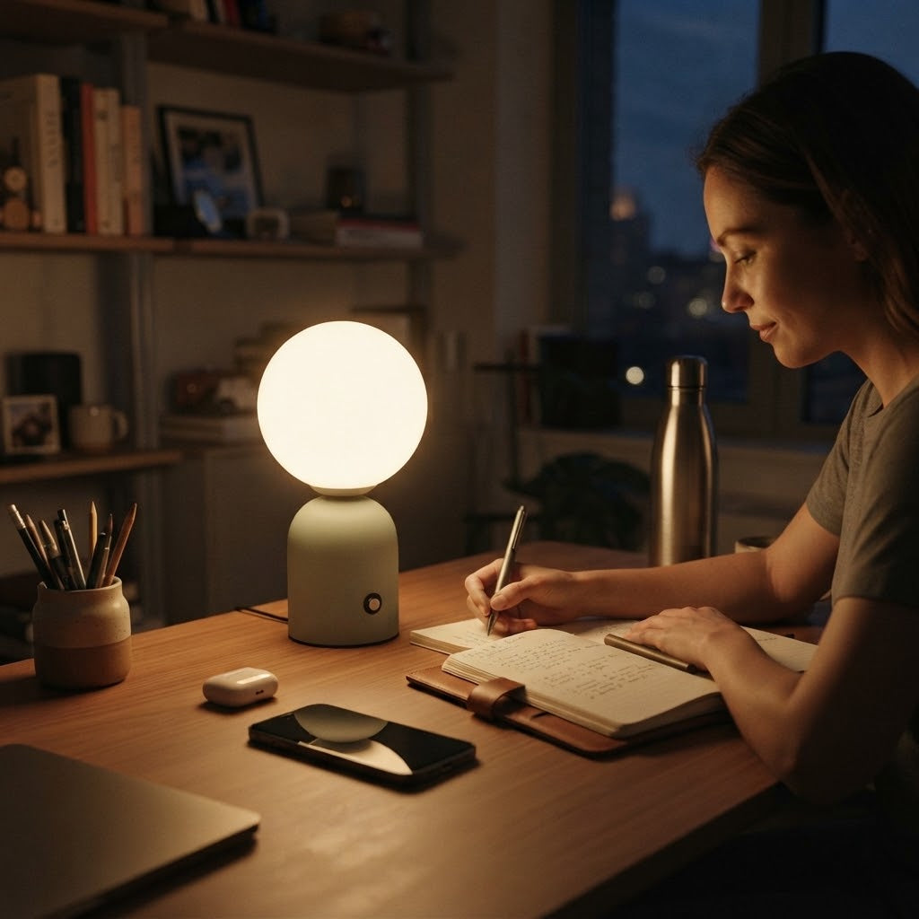 Lampe de bureau LED boule rechargeable tactile