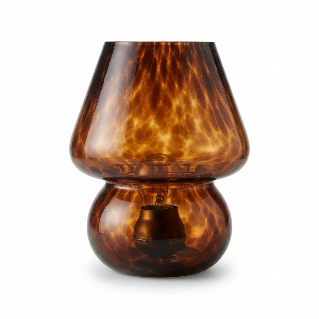 Lampe de bureau en verre ambré au design rétro