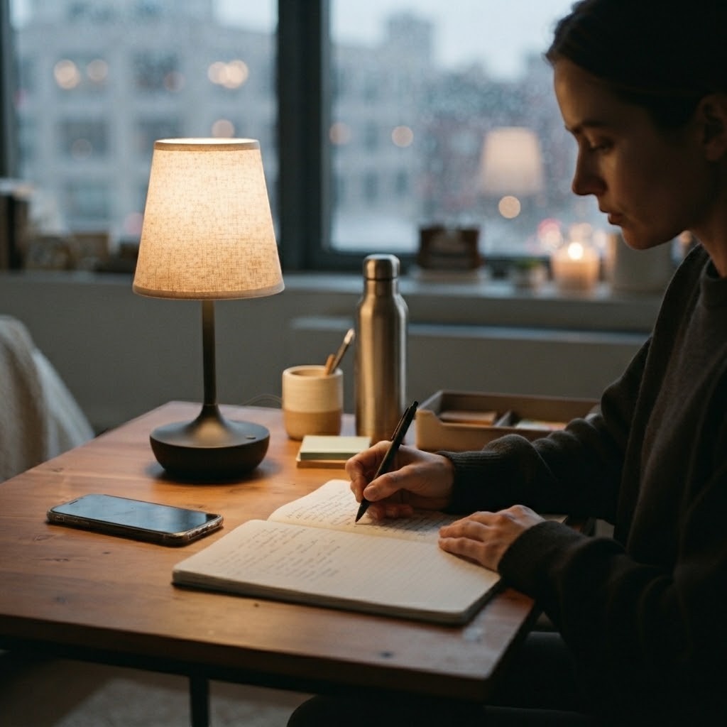 Lampe de bureau rechargeable avec abat-jour en tissu
