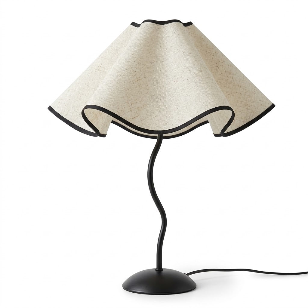 Lampe de bureau rétro avec abat-jour ondulé
