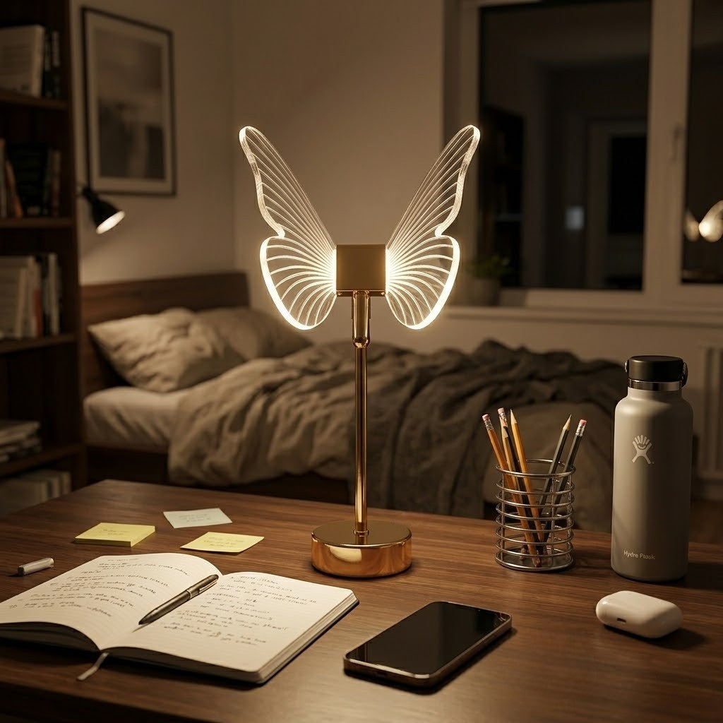Lampe de bureau dorée diamant
