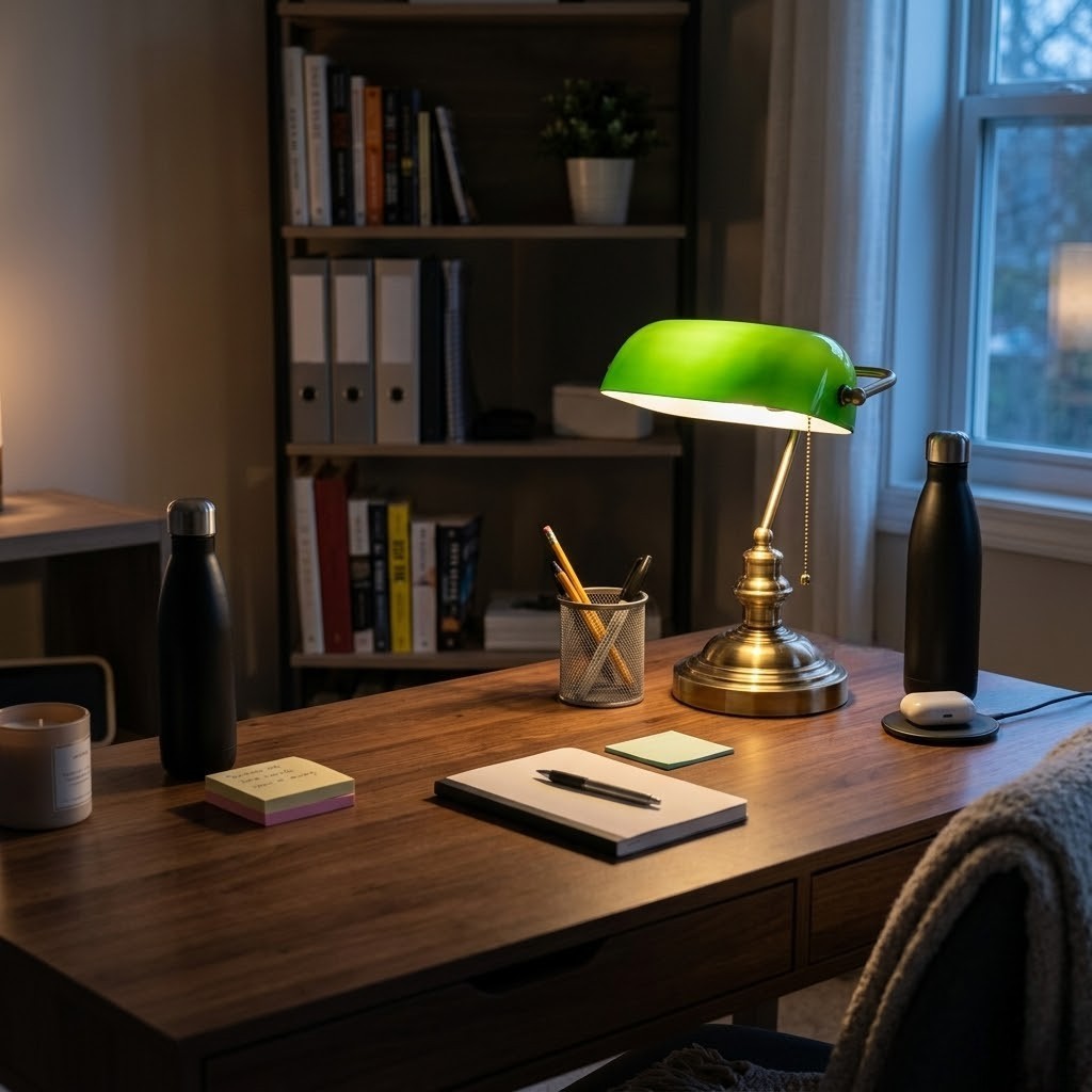 Lampe de bureau verte vintage