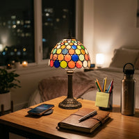 Lampe de bureau vintage vitrail