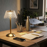 Lampe de bureau tactile dorée