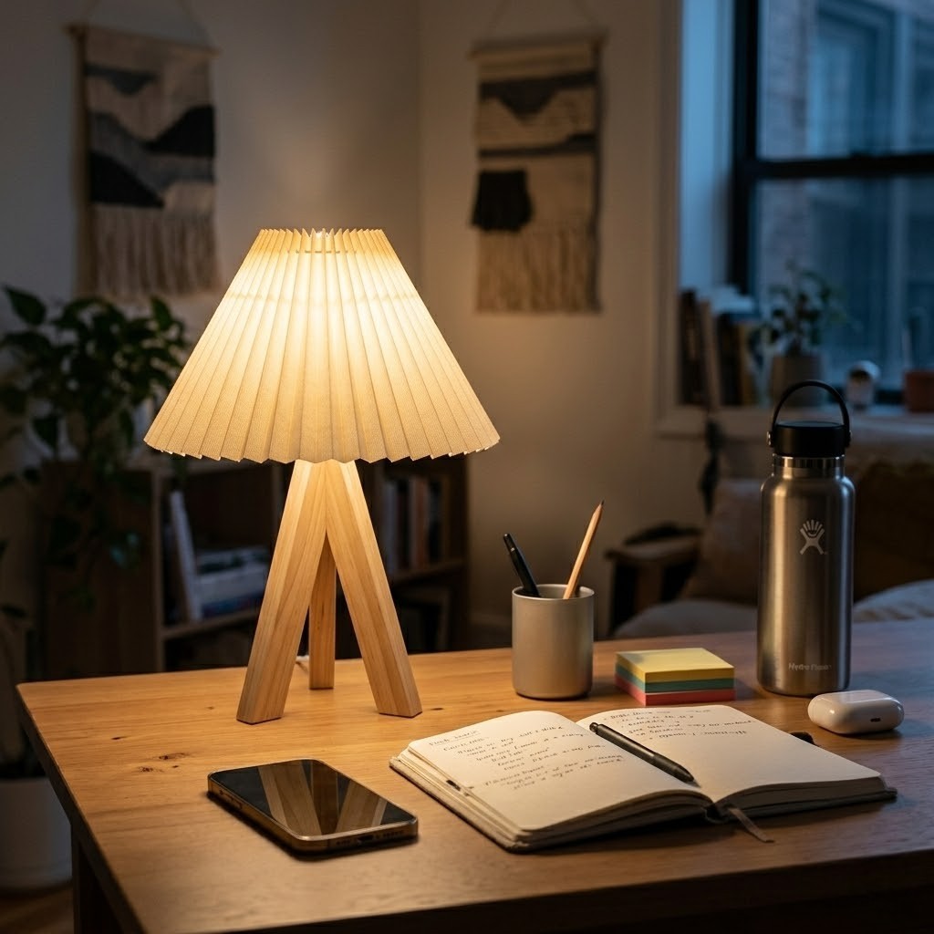 Lampe de bureau bois tamisée