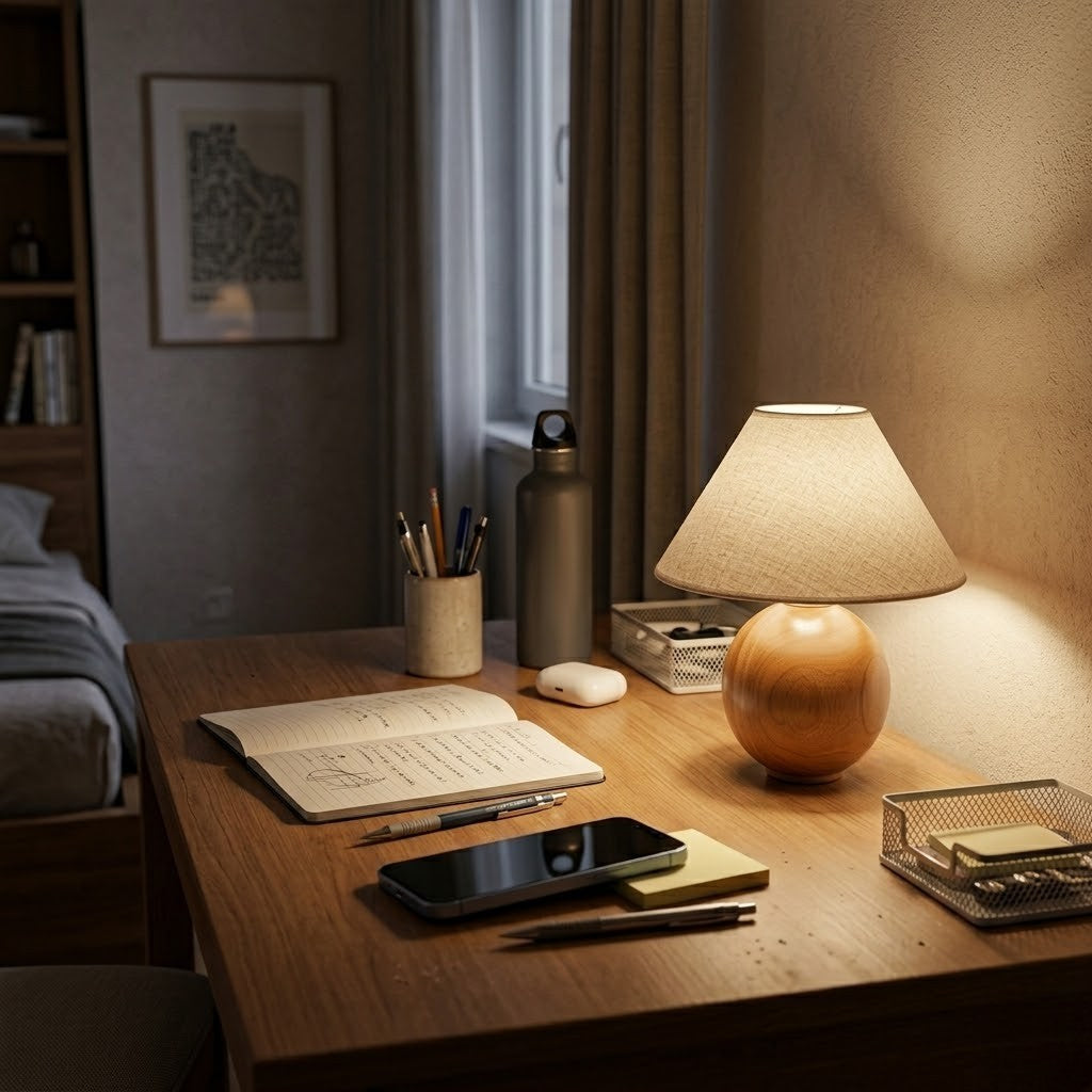 Lampe de bureau bois vintage