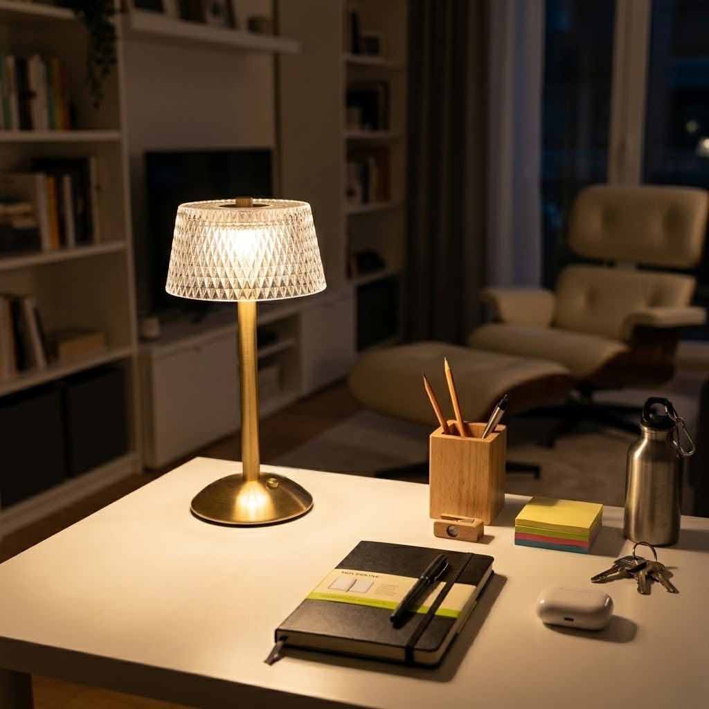 Lampe de bureau dorée moderne
