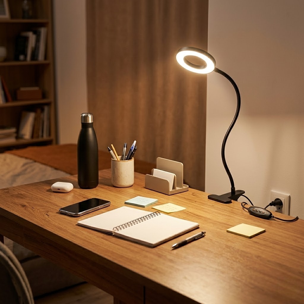Lampe de bureau à pince flexible