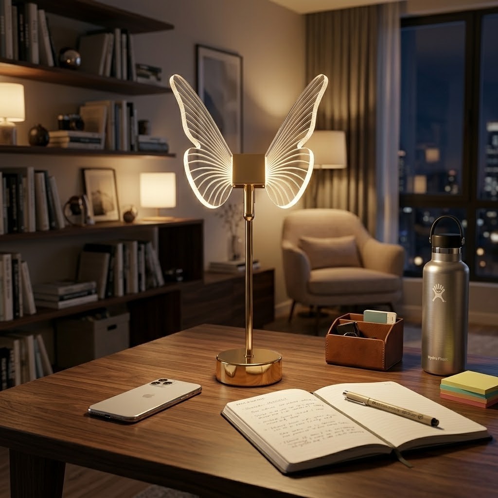 Lampe de bureau dorée diamant