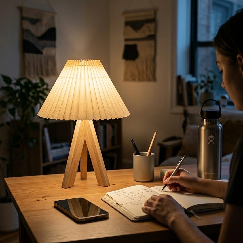 Lampe de bureau bois tamisée