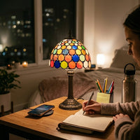 Lampe de bureau vintage vitrail