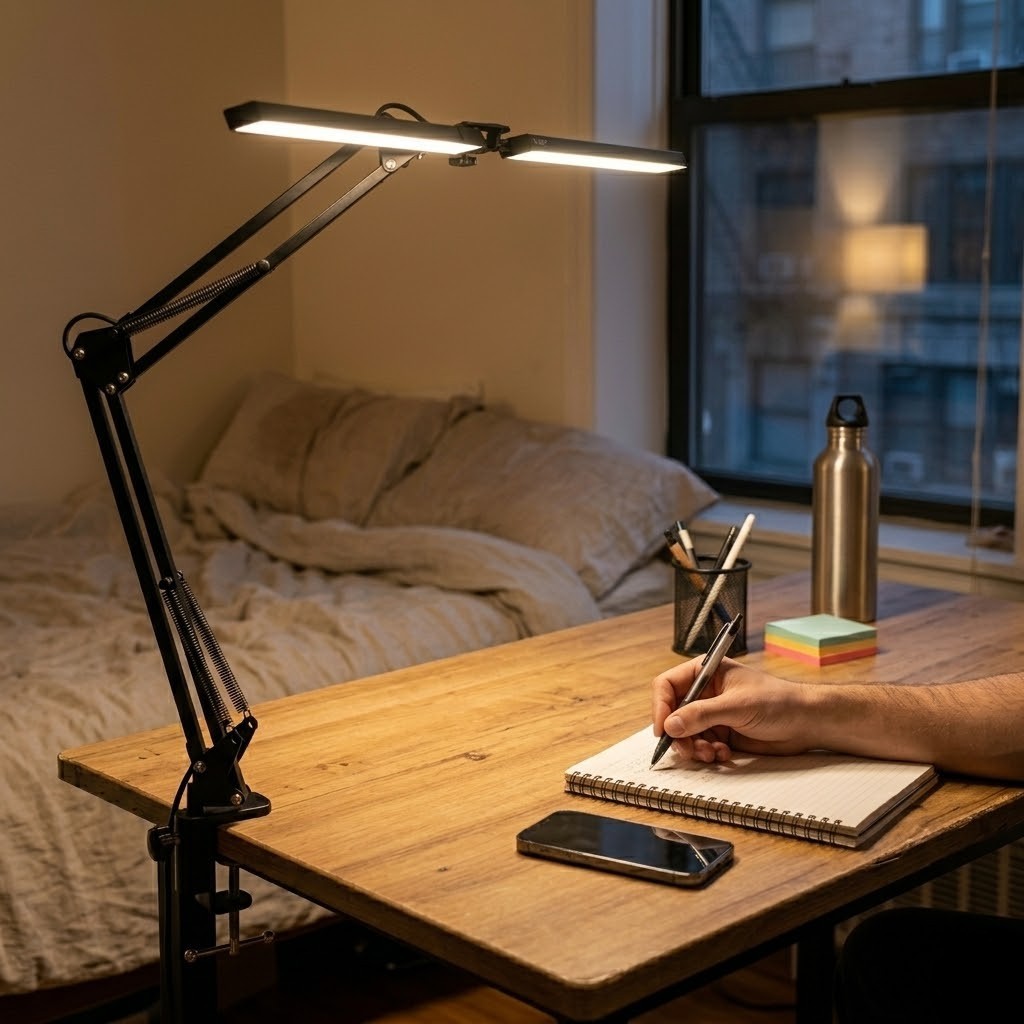 Lampe de bureau articulée double tête
