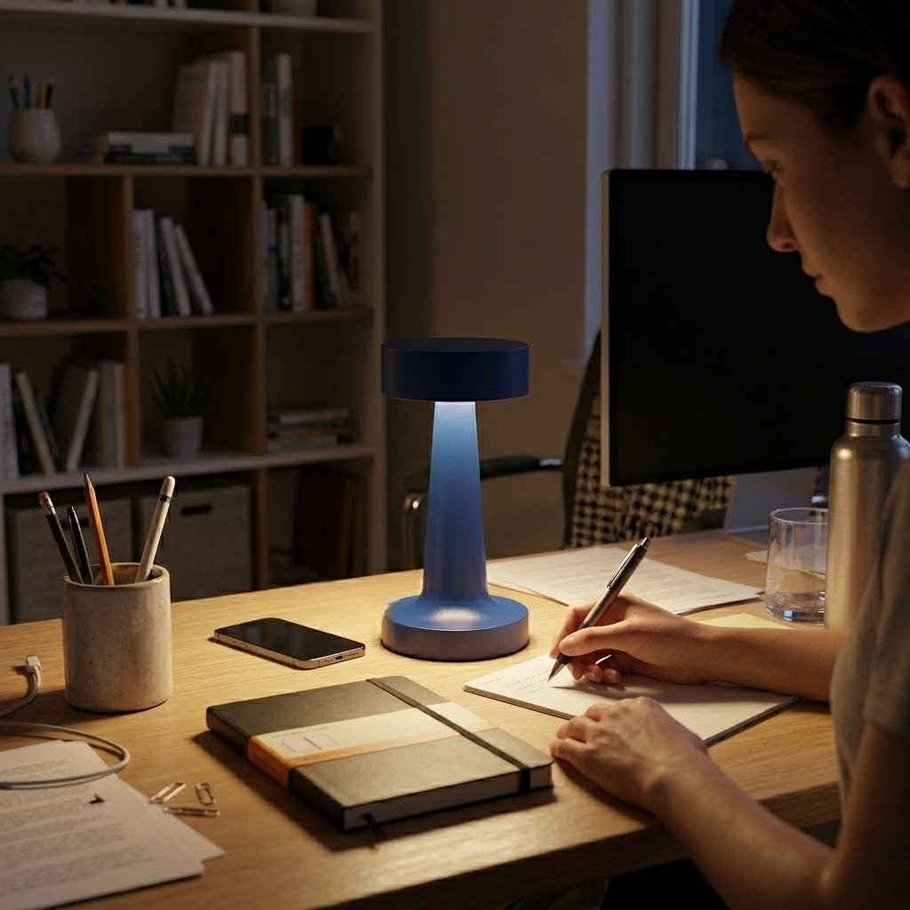 Lampe de bureau bleue moderne