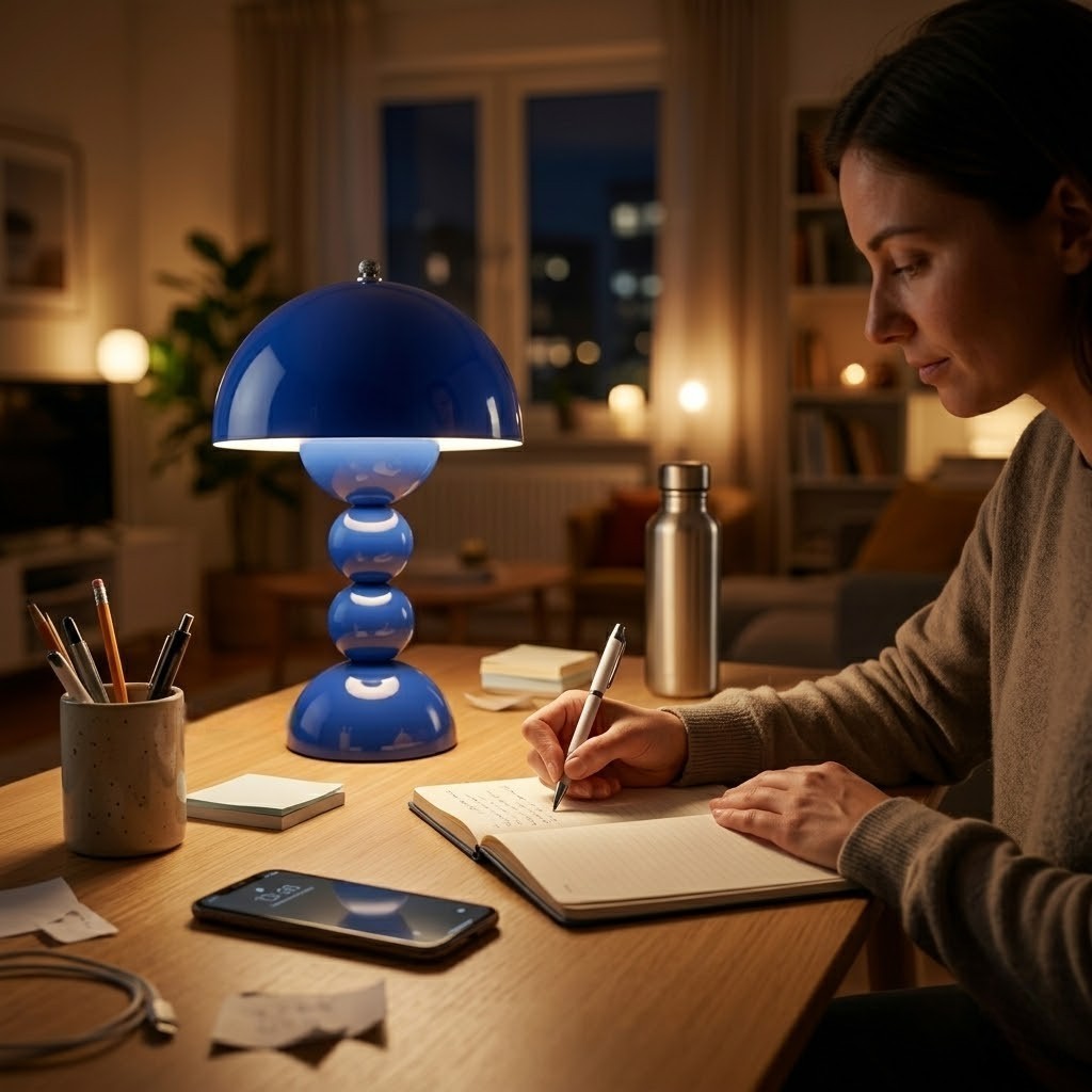 Lampe de bureau bleue