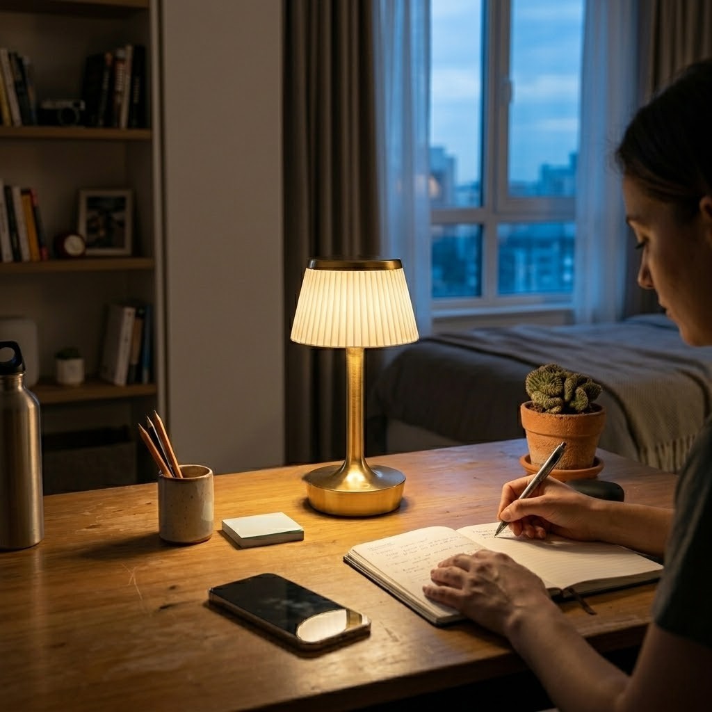 Lampe de bureau dorée tactile