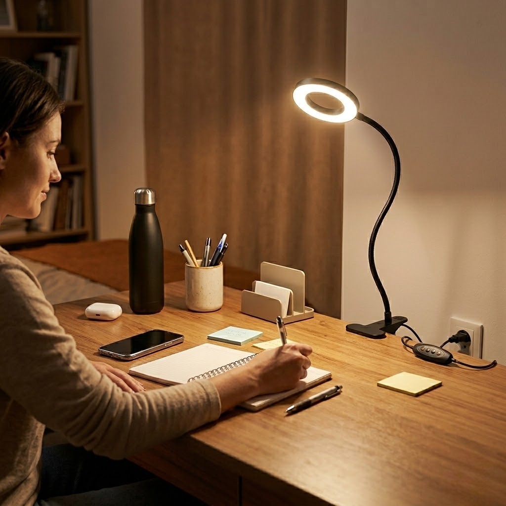 Lampe de bureau à pince flexible