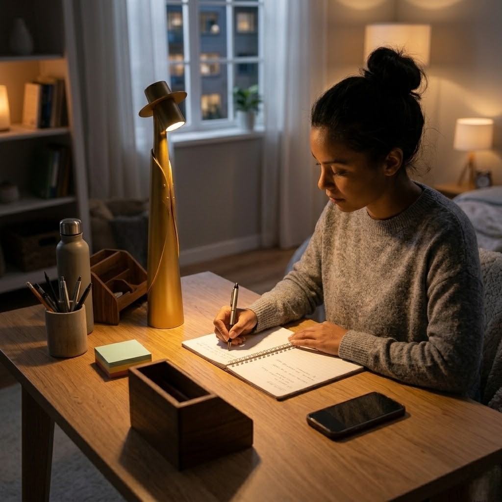 Lampe de bureau dorée moderne